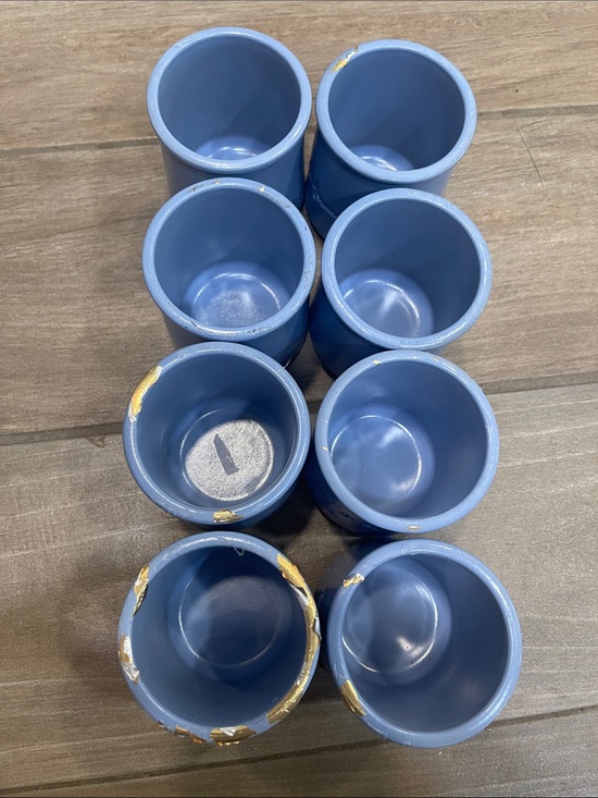 Other - Set of 8 Blue ceramic cups La Fermière